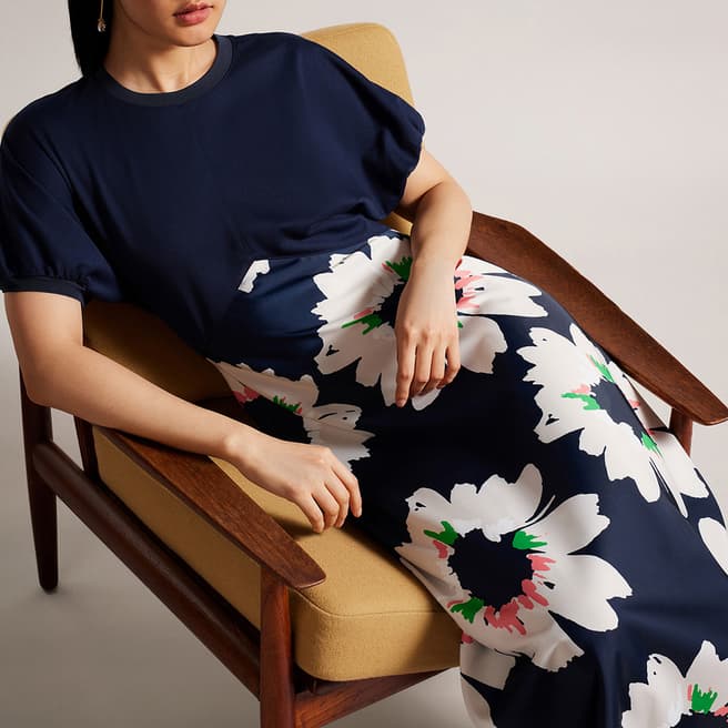 Ted Baker Navy Daysiah Ponte Top With Midi Skirt Dress
