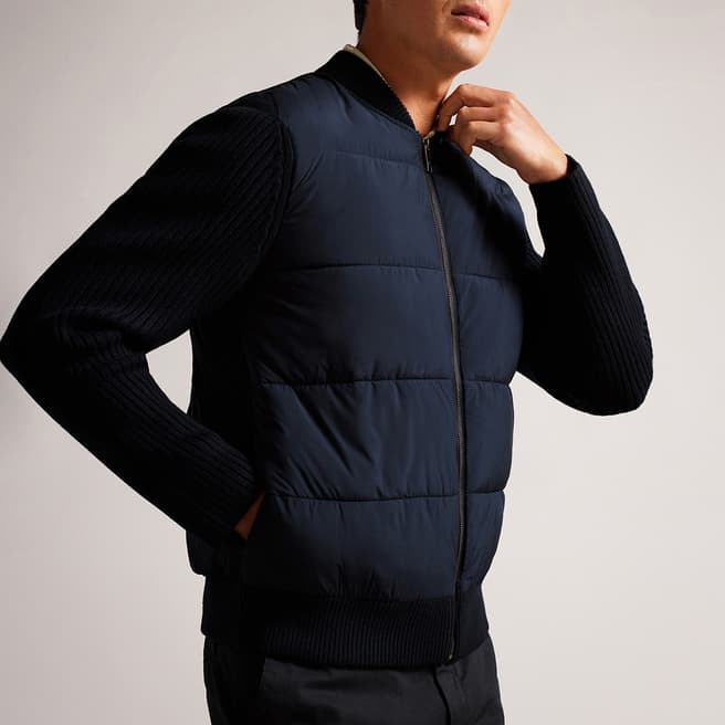 Ted Baker Navy Spores Quilted Zip Jacket