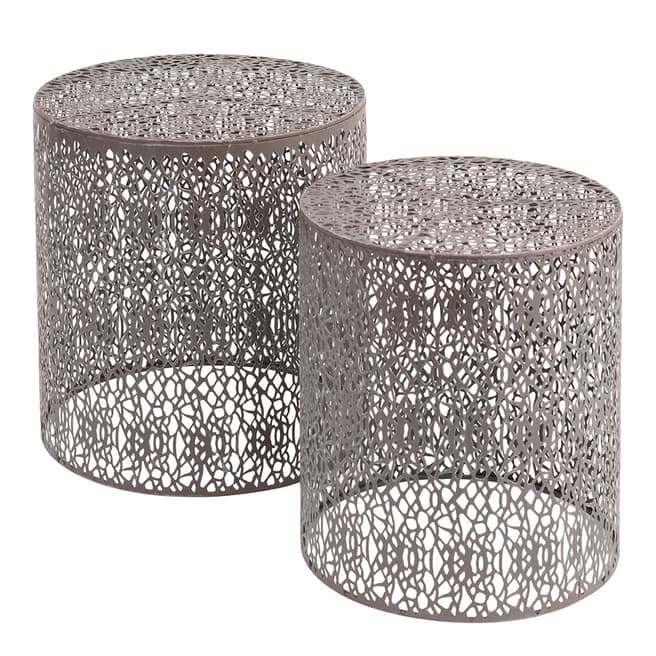The Libra Company Caprio Set Of Two Nesting Side Tables with Antique Grey Finish