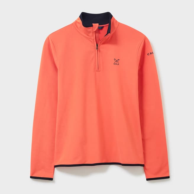 Crew Clothing Orange Core Golf Half Zip Jumper