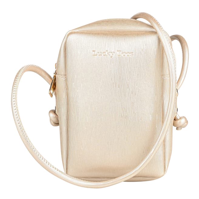 Lucky Bees Gold Leather Crossbody Bag