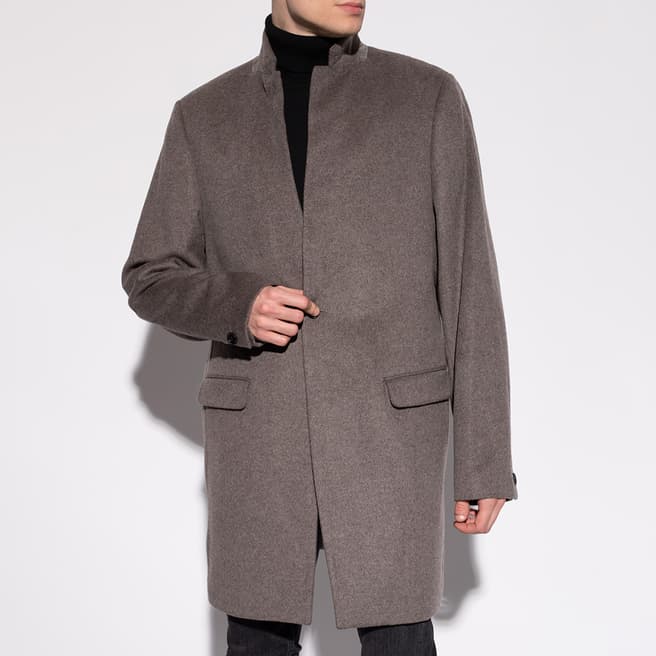 AllSaints Grey Manor Longline Wool Coat