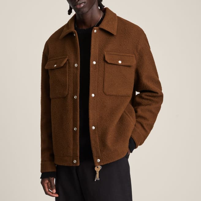 AllSaints Brown Minard Wool Blend Jacket