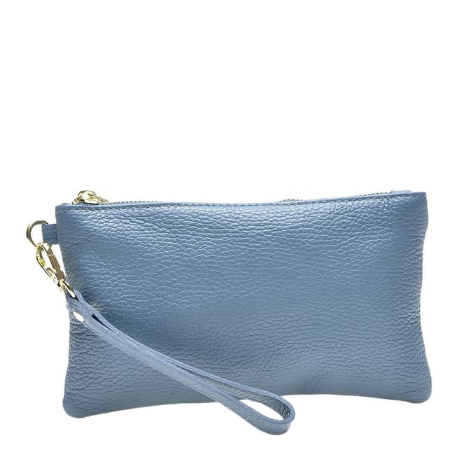 Luisa Vannini Light Blue Leather Clutch Bag