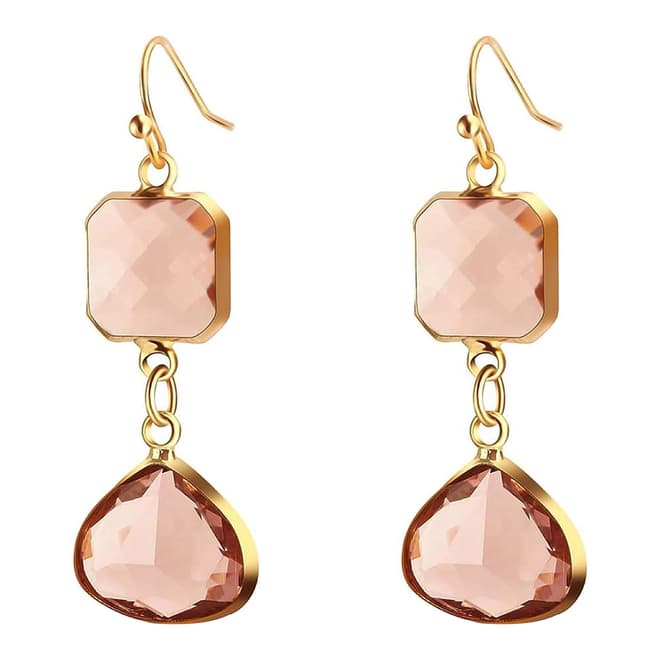 Liv Oliver 18K Gold Pink Quartz Drop Earrings
