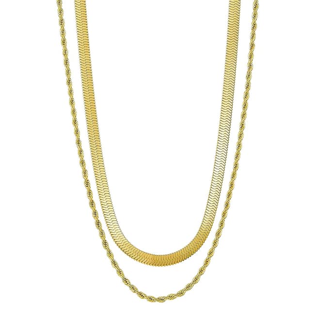 Liv Oliver 18K Gold Double Chain Necklace