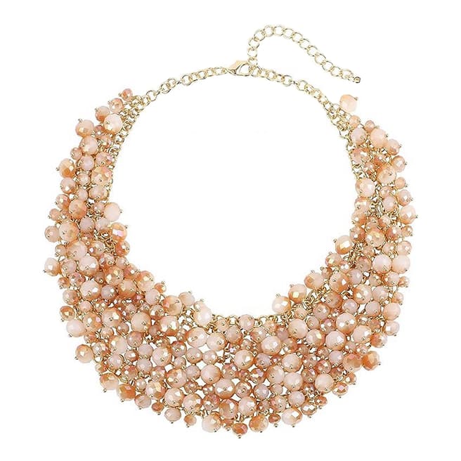 Liv Oliver 18K Gold Champagne & Pink Quartz Statement Necklace