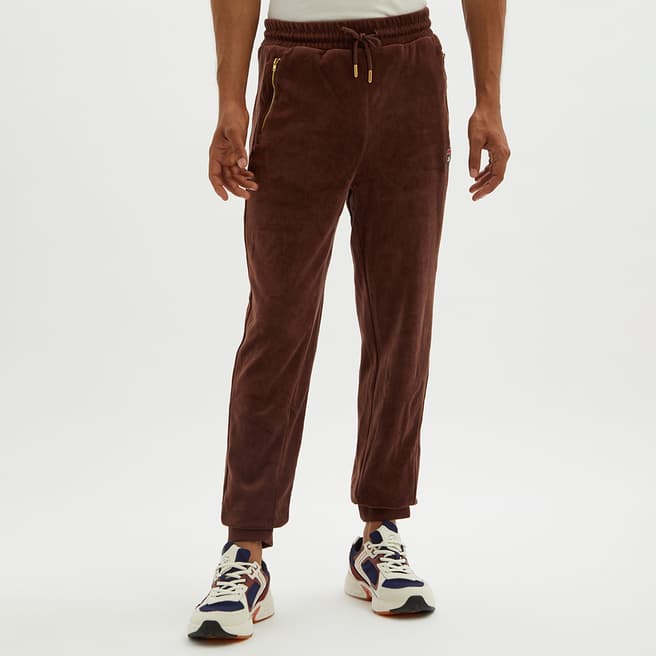 Fila Brown Terence Velour Cotton Blend Joggers