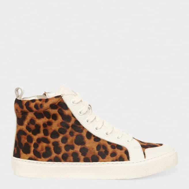 Hobbs London Tan Halle Printed High Top Leather Trainers