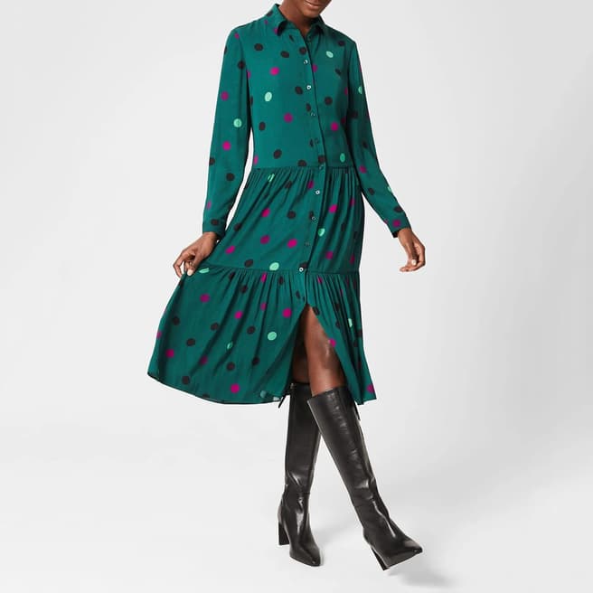 Hobbs London Green/Multi Nory Midi Dress