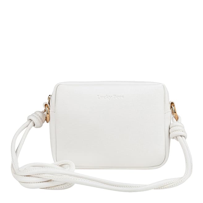 Lucky Bees White Leather Crossbody Bag