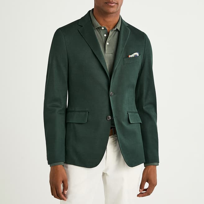 Hackett London Green Texture Knit Cotton Jacket
