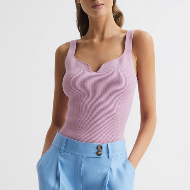Reiss Pink Ribbed Daisy Vest Top