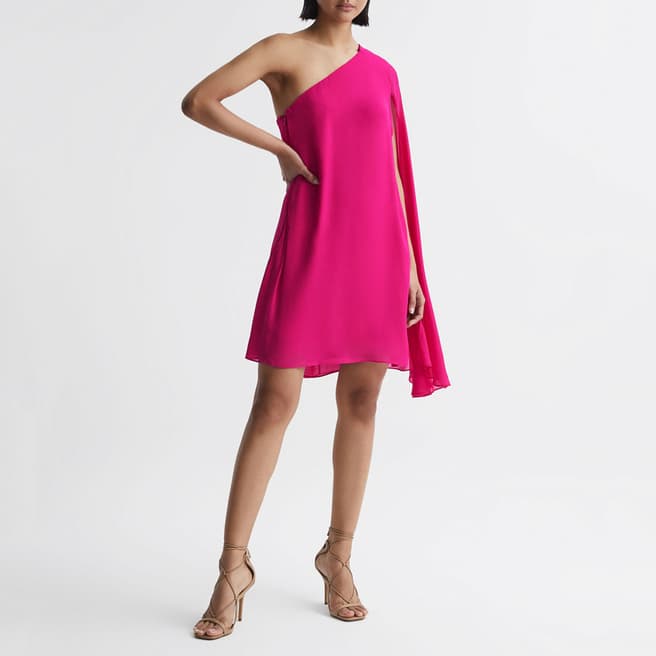 Reiss Pink Fleur Sheer Cape Sleeve Dress