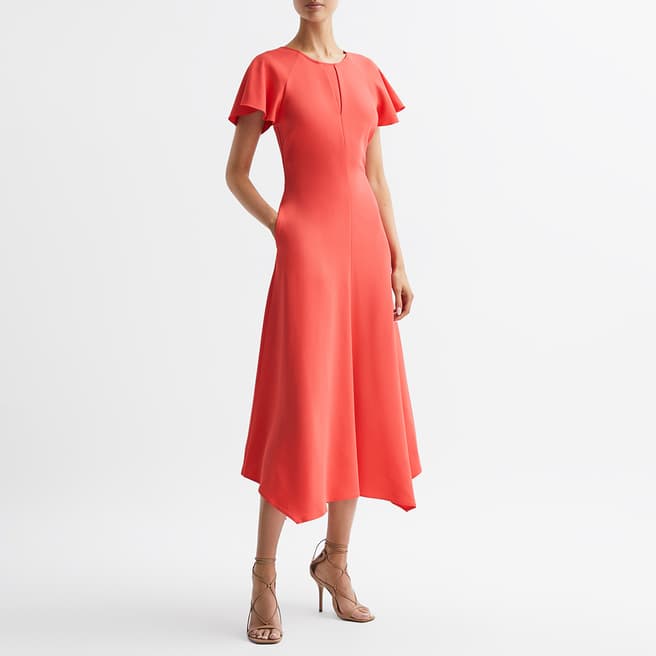 Reiss Coral Eleni Cap Sleeve Occasion Dress