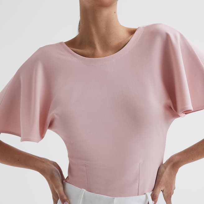 Reiss Pink Connie Low Back Blouse