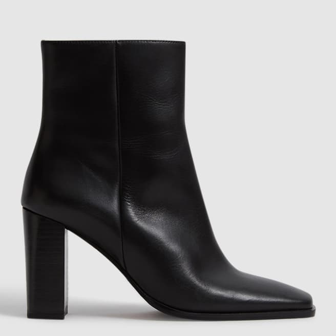 Reiss Black Casey Square Leather Boots