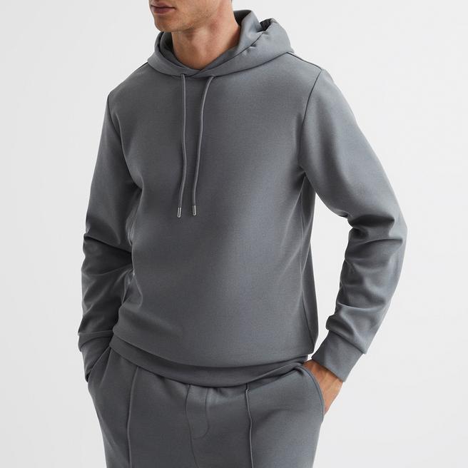 Reiss Grey Fabien Drawstring Hoodie