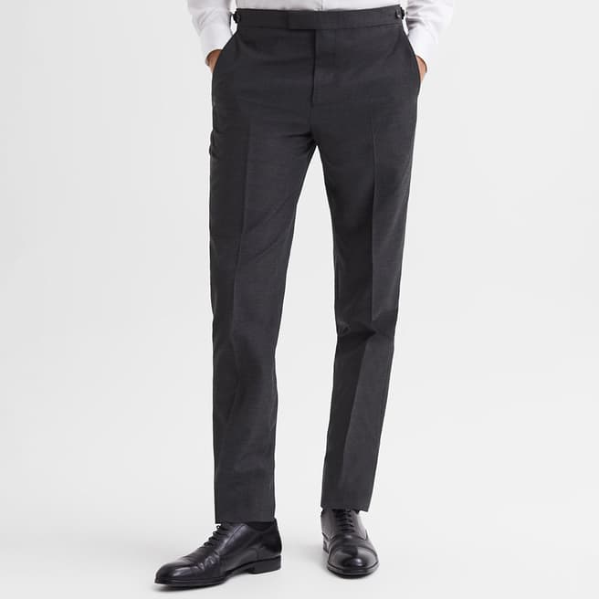 Reiss Charcoal Hope Straight Wool Blend Trousers