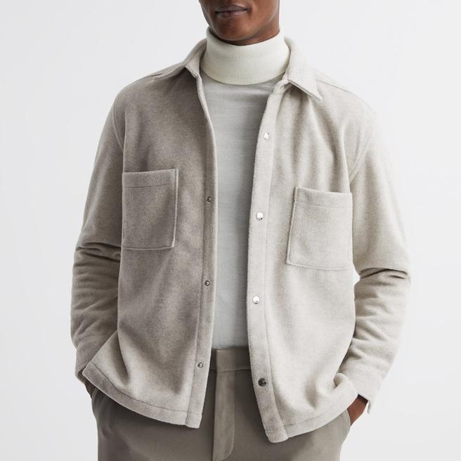 Reiss Beige Loke Shirt Jacket