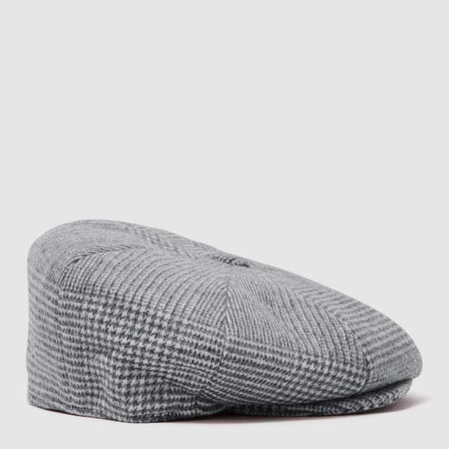 Reiss Grey Arbor Check Wool Blend Hat