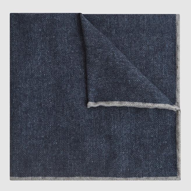 Reiss Indigo Halley Silk Blend Pocket Square