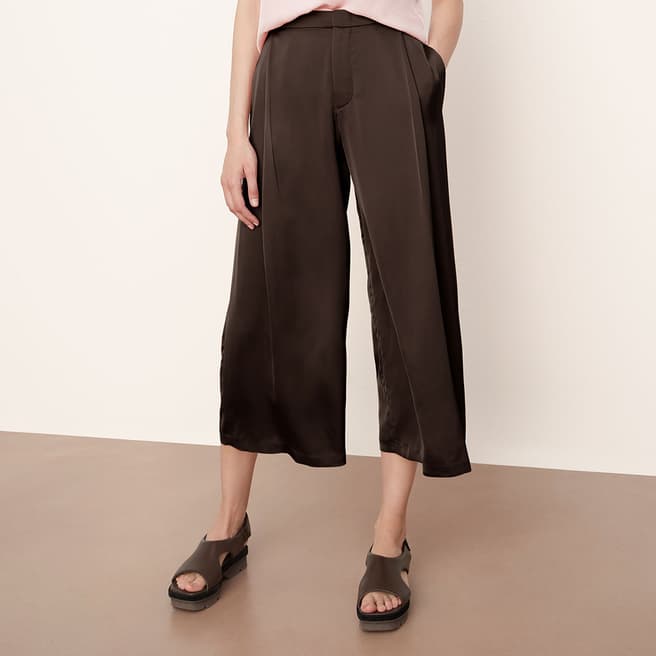 Vince Brown Satin Wide Leg Trousers