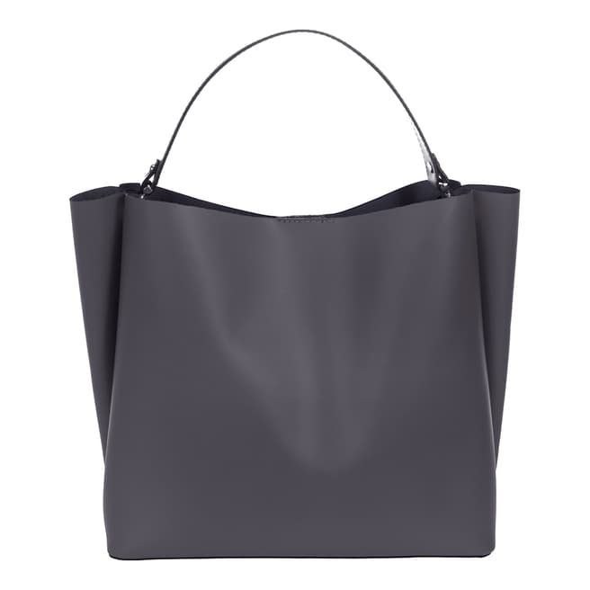 Massimo Castelli Dark Grey Italian Leather Shoulder Bag