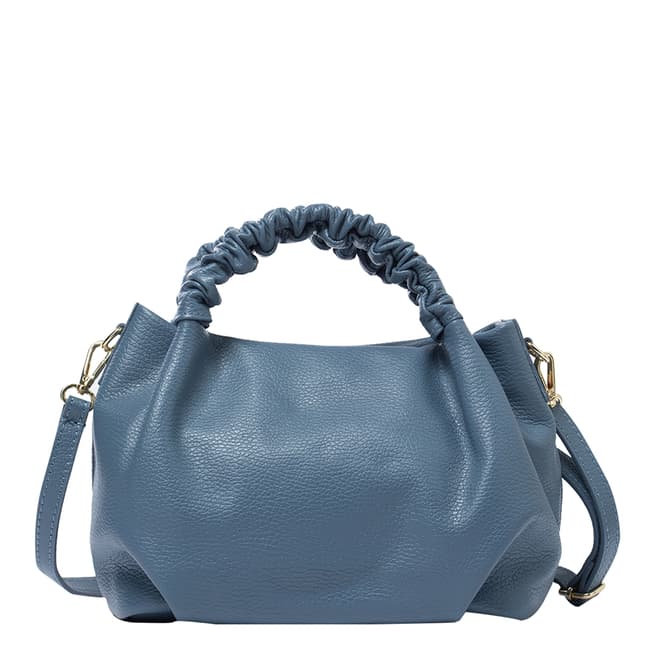 Massimo Castelli Blue Italian Leather Shoulder Bag