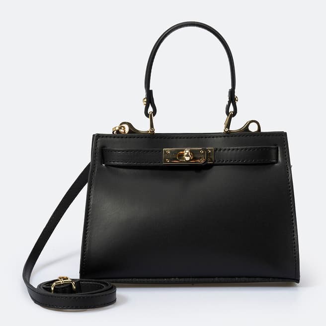 Massimo Castelli Black Italian Leather Top Handle Bag