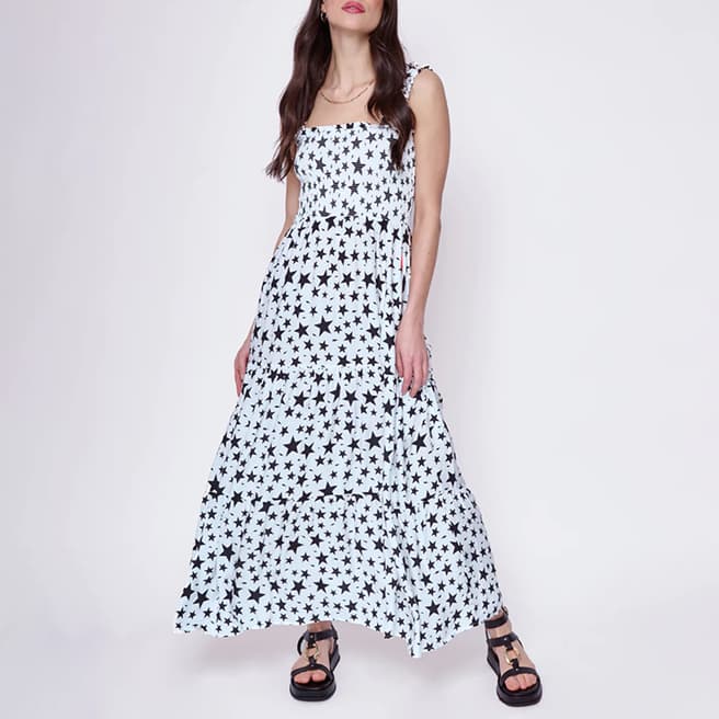 Scamp & Dude White/Black Star Print Strappy Midi Dress