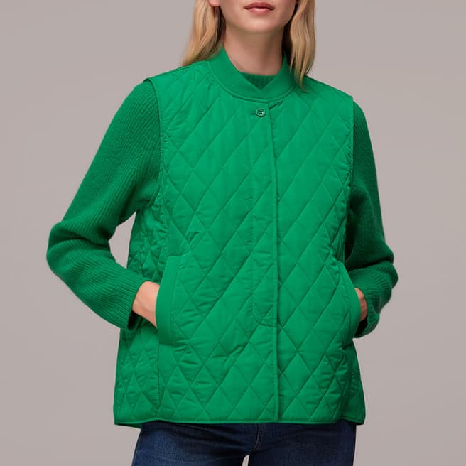 WHISTLES Green Sandra Quilted Gilet