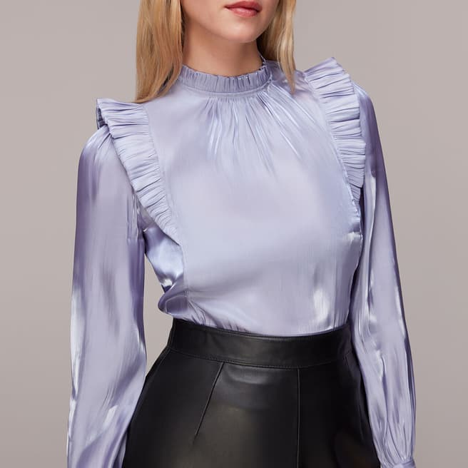 WHISTLES Lilac Diana Iridescent Frill Top
