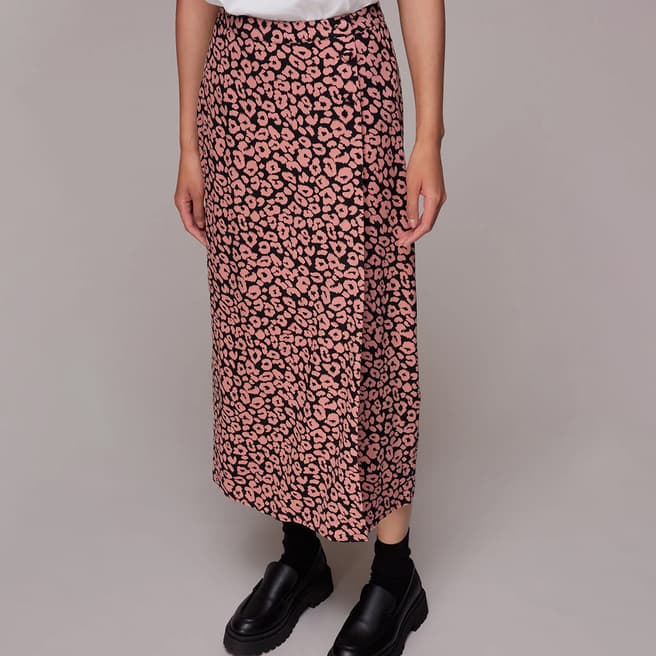 WHISTLES Pink Fuzzy Leopard Wrap Skirt