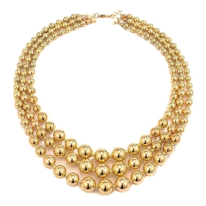 Liv Oliver 18K Gold Polished Multi Strand Bold Necklace