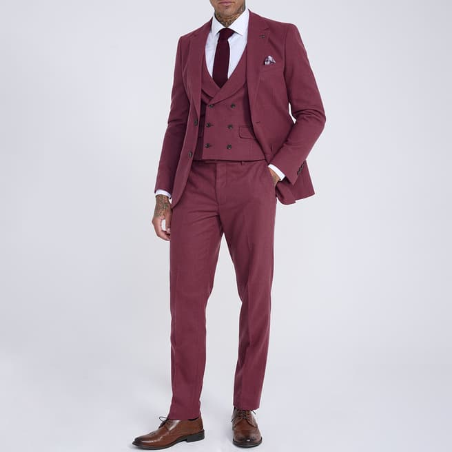 Harry Brown Dark Red Ryan 3 Piece Wool Blend Suit