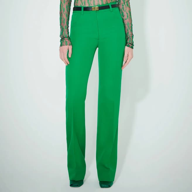 Victoria Beckham Green 90S Straight Leg Wool Trousers