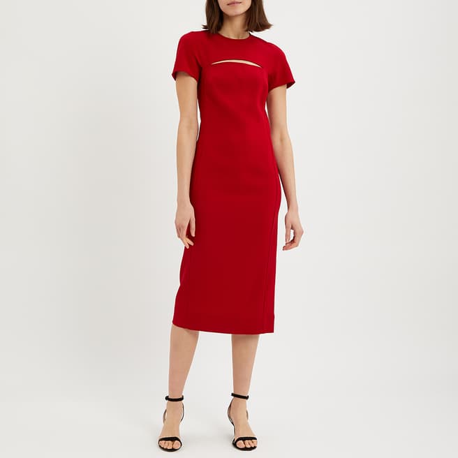 Victoria Beckham Red Signature Fitted Zip Dress