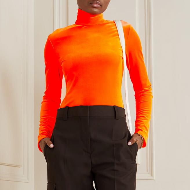 Victoria Beckham Orange Roll Neck Top