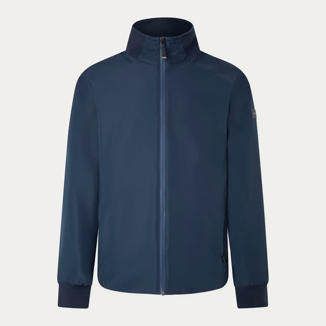 Hackett London Navy Quilted Cotton Zip Jacket