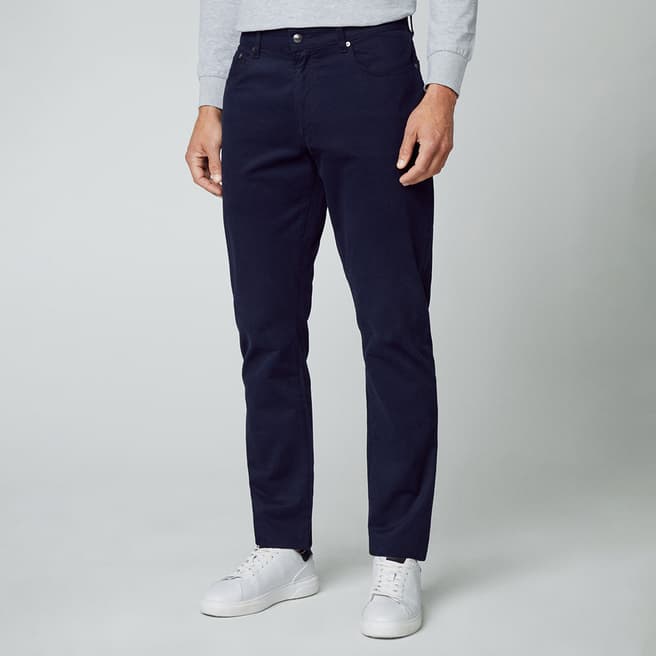 Hackett London Navy Cotton 5 Pocket Slim Trousers