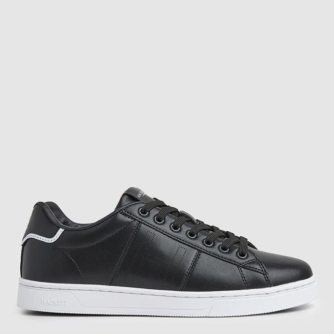 Hackett London Black Low Top Branded Trainers