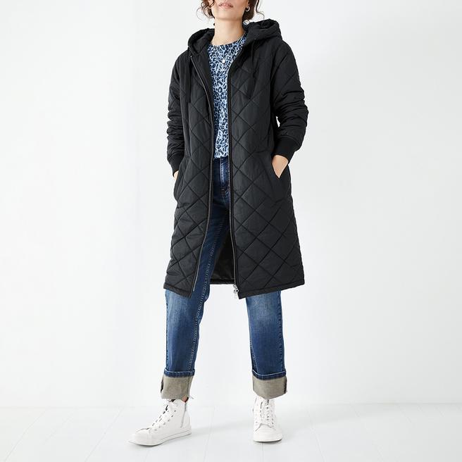 hush Black Delta Quilted Parka Coat