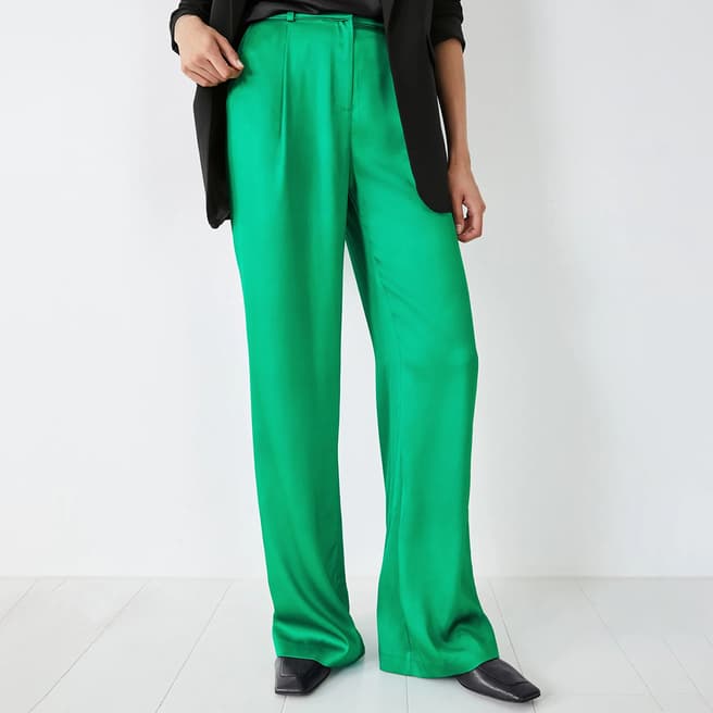 hush Green Cecilly Satin Trousers