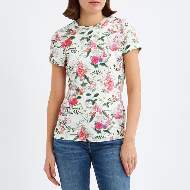 Ted Baker White/Pink Metropolis Light Jersey Fitted Tee