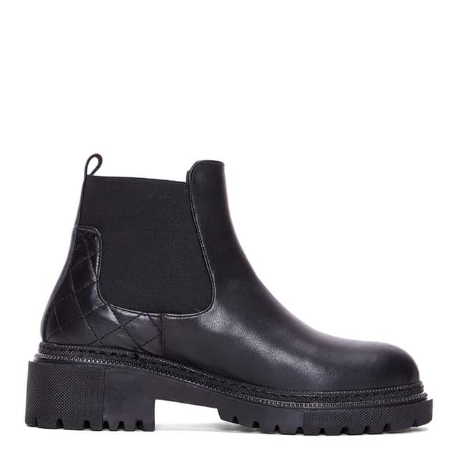 LAB78 Black Textured Leather Chelsea Boots