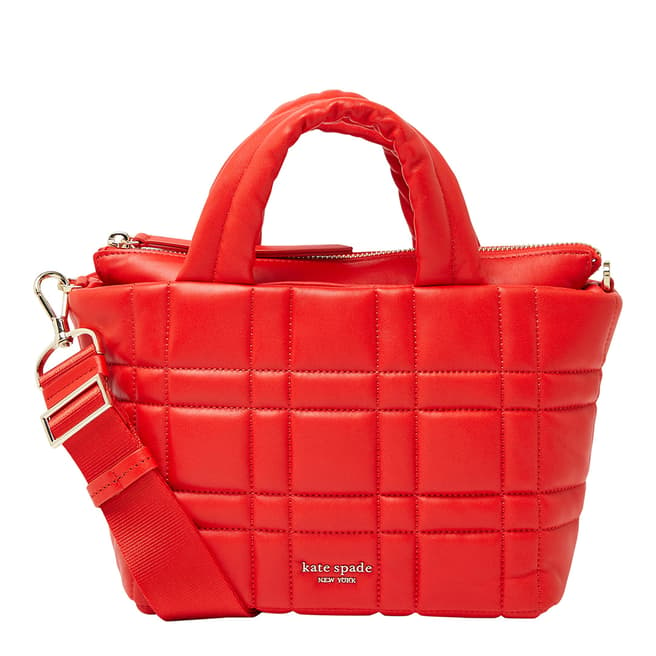 Kate Spade Bright Red Softwhere Quilted Leather Mini Tote