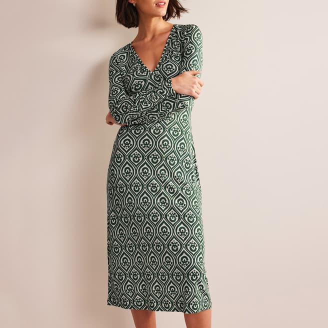 Boden Green V-neck Jersey Midi Dress