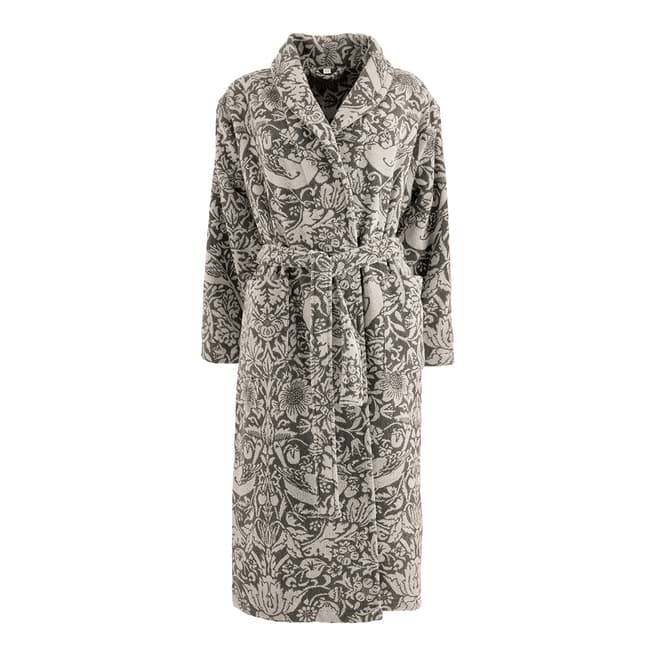 Morris & Co Pure Strawberry Thief S/M Robe, Charcoal