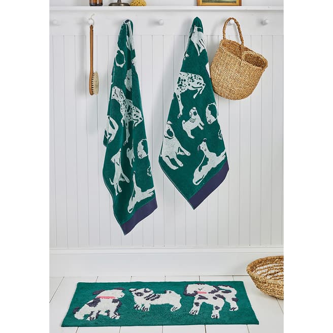 Joules Dogs Of Welland Bath Towel, Green